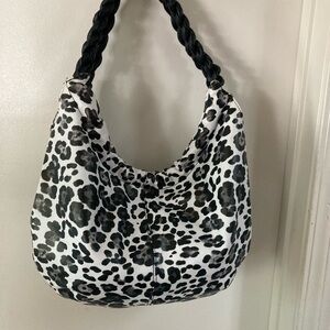 Black and White Leopard Print Hobo Bag